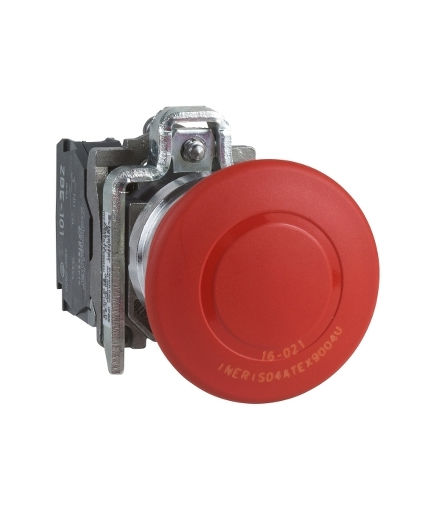 Harmony XB4 Przycisk awaryjnego zatrzymania, Czerwony, 40 mm, Podciągnięcie, 1 NO + 1 NC, Metalowy, XB4BT845EX Schneider Electri