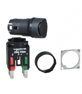 Harmony XB6 Kompletny przycisk, Czarny, Płaski, 1 NO + 1 NC, Złącze Faston, 16 mm, Plastikowy, XB6AA25B Schneider Electric