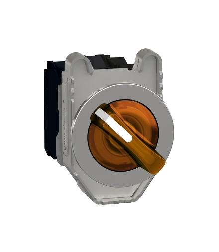 Harmony XB4 Przełącznik podświetlany zlicowany metal pomarańczowy Ø30 2 pozycyjny stabilny 230...240 V AC 1 NO + 1 NC, XB4FK125M