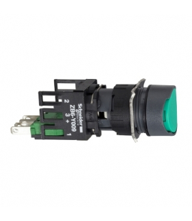 Harmony XB6 Kompletny przycisk, Zielony, Płaski, 1 NO, Złącze Faston, 16 mm, Plastikowy, XB6AA31B Schneider Electric