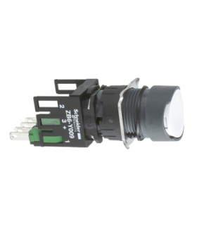 Harmony XB6 Kompletny przycisk, Biały, Płaski, 1 NO, Złącze Faston, 16 mm, Plastikowy, XB6AA11B Schneider Electric