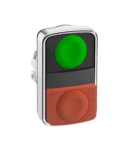 Harmony XB4 Napęd przycisku dwuklawiszowego płaski/wystający zielony/czerwony metalowy, ZB4BL7340 Schneider Electric