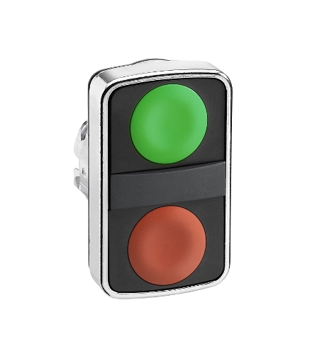 Harmony XB4 Główka przycisku podwójnego płaski zielony/czerwony z samopowrotem metalowy, ZB4BA7340 Schneider Electric