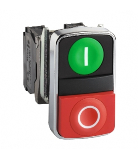 Harmony XB4 Główka przycisku podwójnego płaski zielony/czerwony z samopowrotem metalowy, ZB4BA7341 Schneider Electric