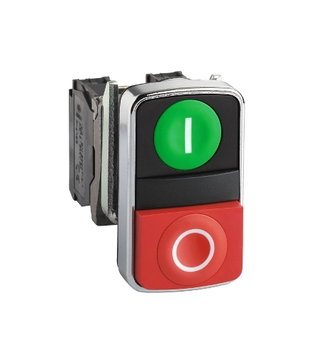 Harmony XB4 Główka przycisku podwójnego płaski zielony/czerwony z samopowrotem metalowy, ZB4BA7341 Schneider Electric