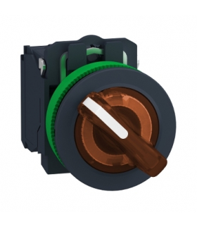 Harmony XB5 Przełącznik podświetlany zlicowany plastik pomarańczowy Ø30 2 pozycyjny stabilny 230...240 V AC 1 NO + 1 NC, XB5FK12