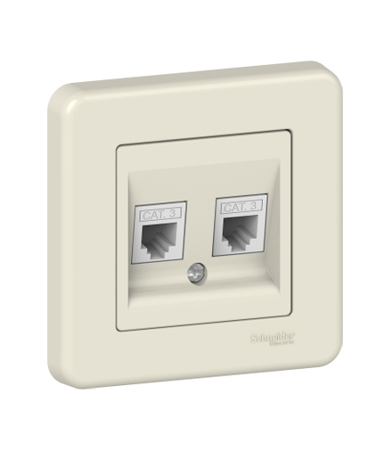 Leona Gniazdo telefoniczne podwójne, kremowy Schneider LNA4200123