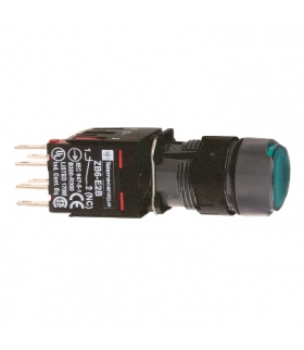 Harmony XB6 Przycisk, Podświetlany, Zielony, Płaski, 1 NO, 12...24 V AC/DC, 16 mm, Plastik, XB6AW3B1B Schneider Electric
