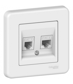 Leona Gniazdo telefoniczne RJ + RJ45 kat.6, biały Schneider LNA4900121