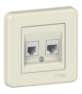 Leona Gniazdo telefoniczne RJ + RJ45 kat.6, kremowy Schneider LNA4900123