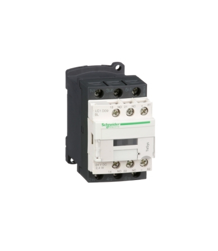 Stycznik mocy TeSys D AC3 9A 3P 1NO 1NC cewka 24VDC niski pobór mocy zaciski śrubowe, LC1D09BL Schneider Electric