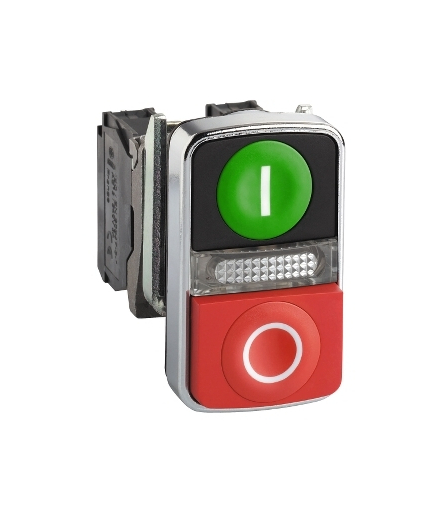 Harmony XB4 Przycisk podwójny zielony/czerwony, LED 24V, XB4BW73731B5 Schneider Electric