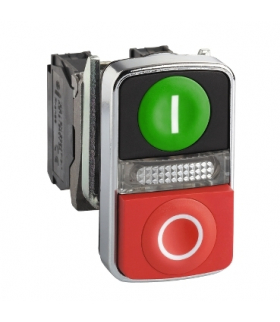 Harmony XB4 Przycisk podwójny zielony/czerwony, LED 120V, XB4BW73731G5 Schneider Electric