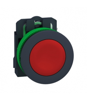 Harmony XB5 Przycisk zlicowany plastik czerwony Ø30 samoczynny powrót nieoznaczony 1NC, XB5FA42 Schneider Electric