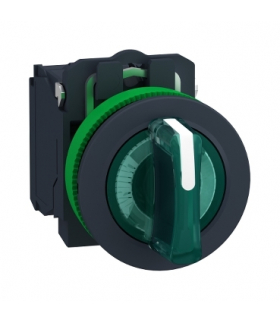 Harmony XB5 Przełącznik podświetlany zlicowany plastik zielony Ø30 3 pozycyjny stabilny 24 V AC/DC 1 NO + 1 NC, XB5FK133B5 Schne