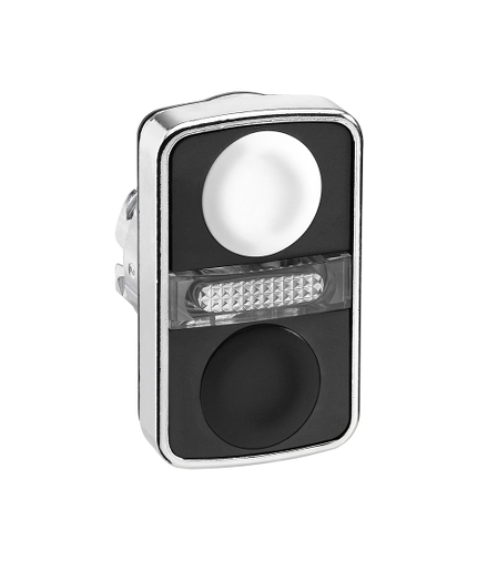 Harmony XB4 Napęd przycisku dwuklawiszowego płaski biały/czarny samopowrotny LED metalowy, ZB4BW7A1720 Schneider Electric