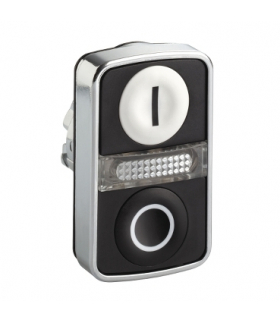 Harmony XB4 Główka przycisku podwójnego płaskiego biała/czarna z oznaczeniem metalowa, ZB4BW7A1721 Schneider Electric