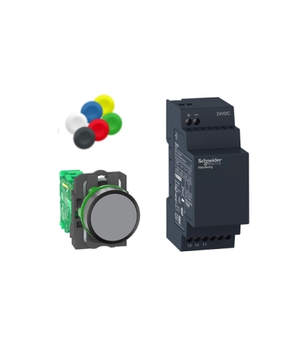 Harmony XB5 Przycisk bezprzewodowy i bezbateryjny Ø22 24 V DC plastikowy, XB5RFB01 Schneider Electric