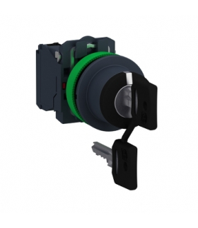Harmony XB5 Przełącznik z kluczem zlicowany plastik czarny Ø30 klucz n°455 3 pozycyjny stabilny 2 NO, XB5FG33 Schneider Electric