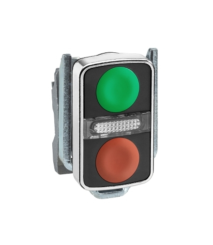 Harmony XB4 Główka przycisku podwójnego płaskiego zielona/czerwona metalowa, ZB4BW7A3740 Schneider Electric