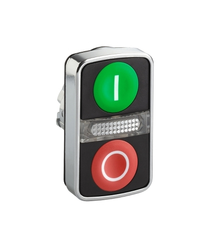 Harmony XB4 Główka przycisku podwójnego płaskiego zielona/czerwona z oznaczeniem metalowa, ZB4BW7A3741 Schneider Electric