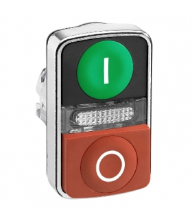 Harmony XB4 Główka przycisku podwójnego zielona/czerwona z oznaczeniem metalowa, ZB4BW7L3741 Schneider Electric