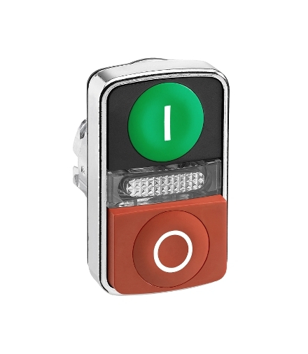 Harmony XB4 Główka przycisku podwójnego zielona/czerwona z oznaczeniem metalowa, ZB4BW7L3741 Schneider Electric