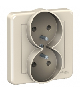 Leona Gniazdo 2x2P+PE, kremowy Schneider LNA9800223