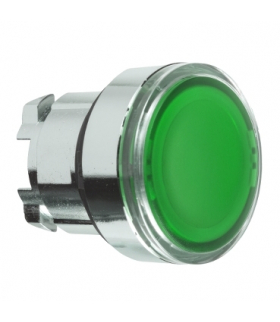 Harmony XB4 Główka przycisku płaskiego metalowego, zielona z możliwością wstawienia legendy, ZB4BA38 Schneider Electric