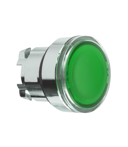Harmony XB4 Główka przycisku płaskiego metalowego, zielona z możliwością wstawienia legendy, ZB4BA38 Schneider Electric