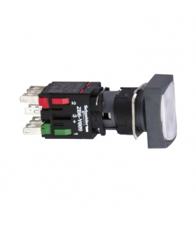 Harmony XB6 Przycisk, Podświetlany, Biały, Wystający, 1 NO+1 NC, 12...24 V AC/DC, Prostokąt, Plastik, XB6DW1B5B Schneider Electr