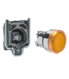 Harmony XB4 Przycisk pomarańczowy, kryty kompletny podświetlany Ø22 samopowrotny 1NO 24V, XB4BW35B1 Schneider Electric