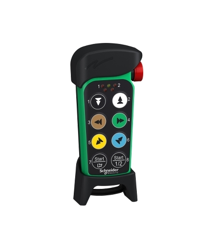 Remote control eXLhoist compact, 6 motion push buttons, 2 auxiliary push buttons, LED, ZART8LS Schneider Electric