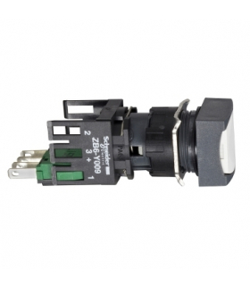 Harmony XB6 Kompletny przycisk, Biały, Płaski, 1 NO, Kwadratowy, Faston, 16 mm, Plastikowy, XB6CA11B Schneider Electric