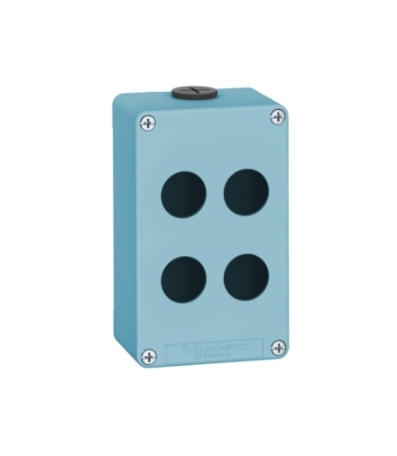 Harmony XAPS Pusta kaseta sterująca 4 otwory Ø22 niebieska 80x130mm cynkowana, XAPM2504 Schneider Electric