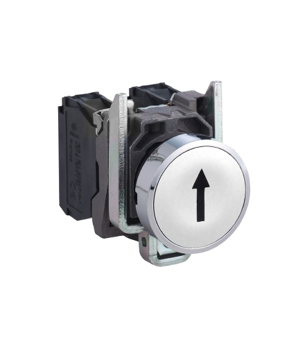 Harmony XB4 Przycisk płaski biały, metalowy, strzałka UP, XB4BA3341 Schneider Electric