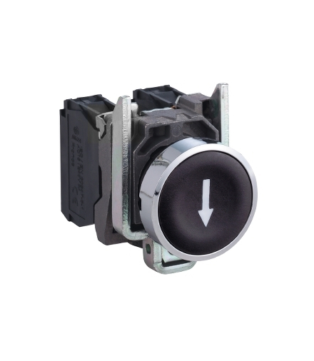 Harmony XB4 Przycisk płaski czarny, metalowy, strzałka DOWN, XB4BA3351 Schneider Electric