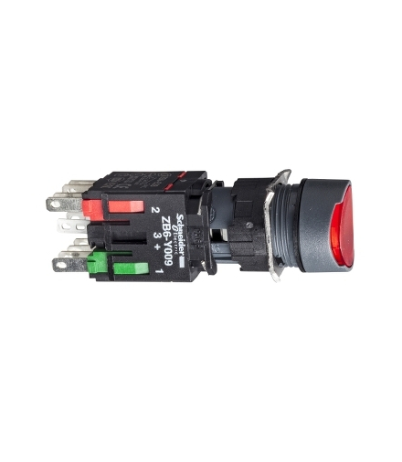 Harmony XB6 Lampka sygnalizacyjna Przycisk płaski czerwony samopowrotny LED 12/24V okrągły, XB6AW4B2B Schneider Electric