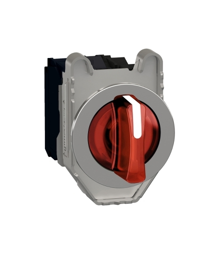 Harmony XB4 Przełącznik podświetlany zlicowany metal czerwony Ø30 3 pozycyjny stabilny 24 V AC/DC 1 NO + 1 NC, XB4FK134B5 Schnei