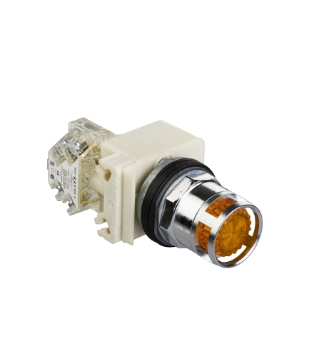 Harmony 9001K Przycisk podświetlany pomarańczowy LED, 24/48V AC/DC, BA9s, 1C/O, Ø30, 9001K3L35LYAH13 Schneider Electric