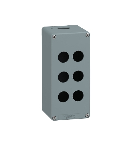 Harmony XAPS Pusta kaseta sterująca 6 otworów w 2 kolumnach Ø22 niebieska 80x175mm cynkowana, XAPM3506 Schneider Electric