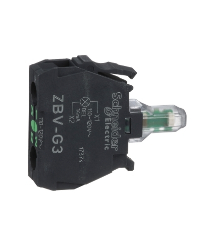 Harmony XB4 Zestaw świetlny Ø22 zielony LED 110/120V, ZBVG3 Schneider Electric