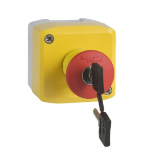 Harmony XALK Żółta stacja 1 czerwony przycisk z głowicą grzybkową Ø40 zwolnienie kluczem 1NO+1NC, XALK188EH7 Schneider Electric