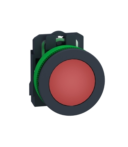 Harmony XB5 Przycisk zlicowany plastik czerwony Ø30 gładka soczewka zintegrowana dioda LED 110...120 V AC, XB5FVG4 Schneider Ele