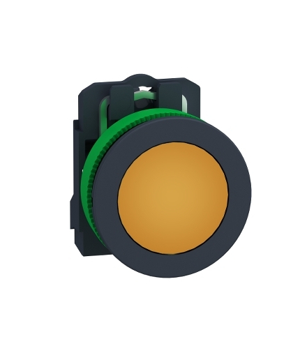 Harmony XB5 Przycisk zlicowany plastik pomarańczowy Ø30 gładka soczewka zintegrowana dioda LED 110...120 V AC, XB5FVG5 Schneider