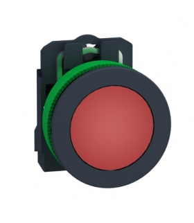 Harmony XB5 Przycisk zlicowany plastik czerwony Ø30 gładka soczewka zintegrowana dioda LED 230...240 V AC, XB5FVM4 Schneider Ele