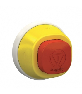 Illuminated emergency stop head, plastic, red, Ø22, trigger latching turn to release, white/red LED, 24 V AC/DC, ZB5AS84W3B Schn