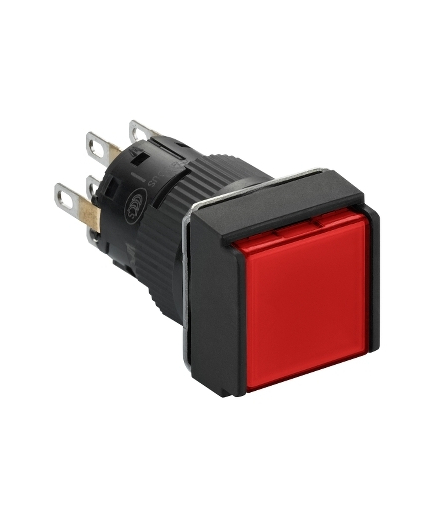 Harmony XB6 Przycisk, Podświetlany, Czerwony, Płaski, 2 CO, 24 V DC, Kwadratowy, Plastikowy, XB6ECW4B2P Schneider Electric