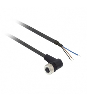Konektory okablowane kątowe, żeńskie, M12, 3 piny, kabel 2m, XZCP1340L2 Schneider Electric
