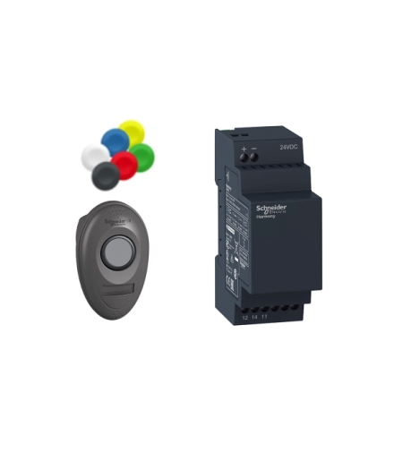 Harmony XB5 Przycisk bezprzewodowy i bezbateryjny 24 V dc plastikowy, XB5RMB03 Schneider Electric